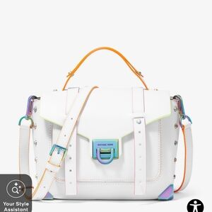 Manhattan Medium Contrast-Trim Leather Satchel